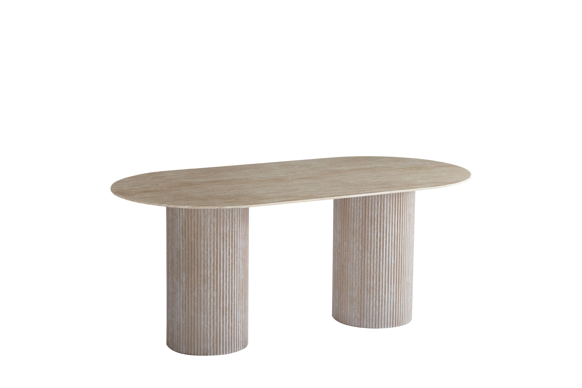 Msh5 05118e48e087a2f33a7def54480a393f Gnthr1 TABLE A MANGER COCO PIED EFFET TRAVERTIN PLATEAU CERAMIQUE TRAVERTIN 180X90X75cm