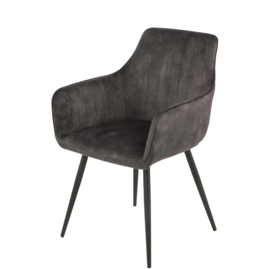 Chaise Enveloppante Gris Velours - Vue latérale