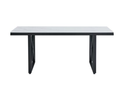 TABLE REPAS LEVANTO METAL NOIR MARBRE BEIGE 180x90x75 cm