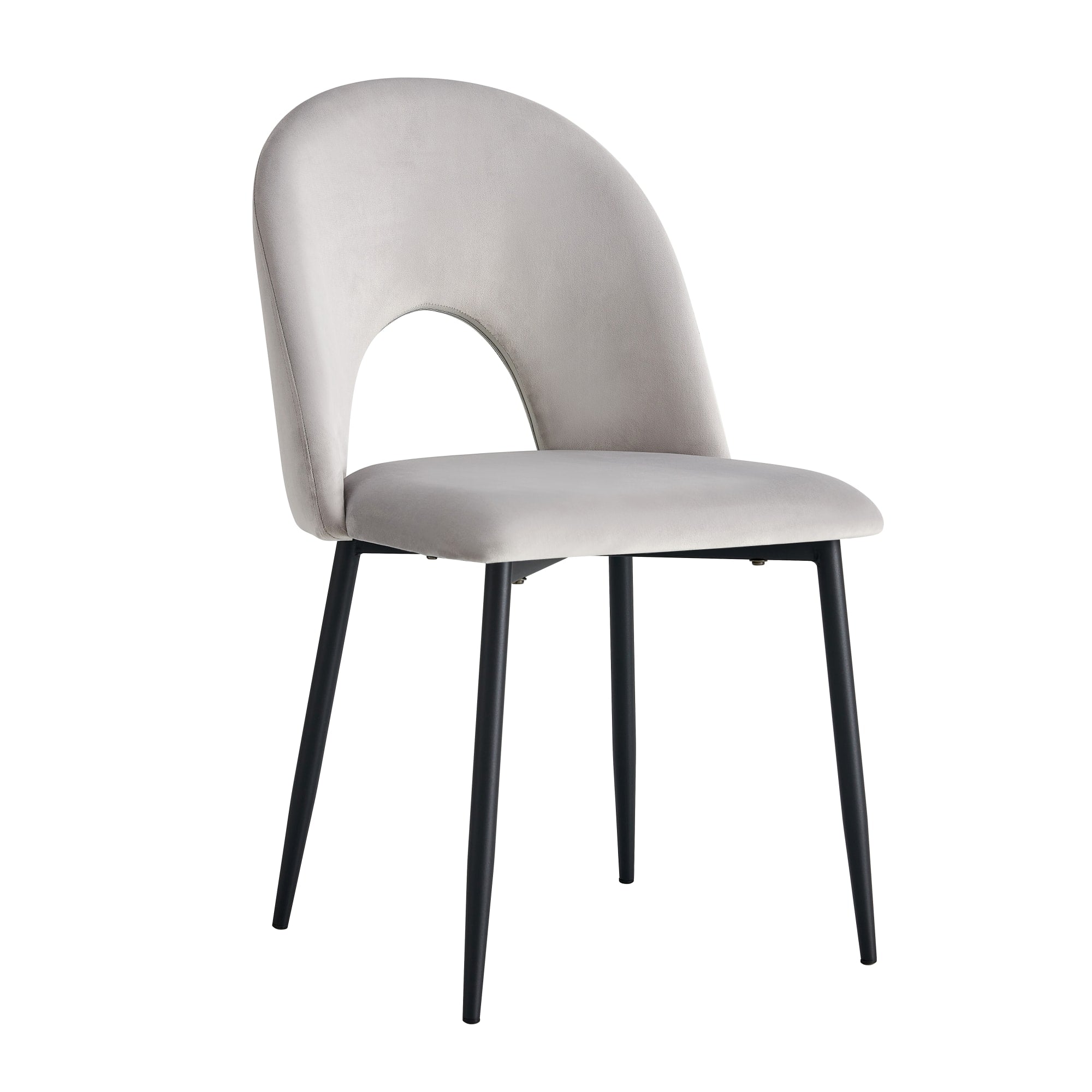 Chaise De Salle À Manger Moderne Velours Gris Pied Métal Noir Style Scandinave