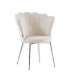 CHAISE NYMPHEA CHROME VELOURS ECRU