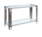 Console FLUTE Chrome plateau verre 120x40x78 cm