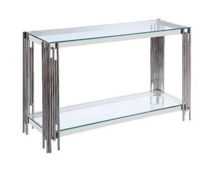 Console FLUTE Chrome plateau verre 120x40x78 cm