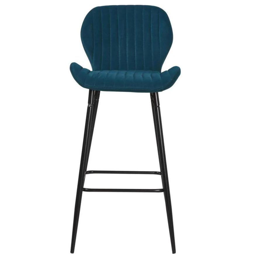Tabouret de Bar Ergonomique Bleu Canard Velours
