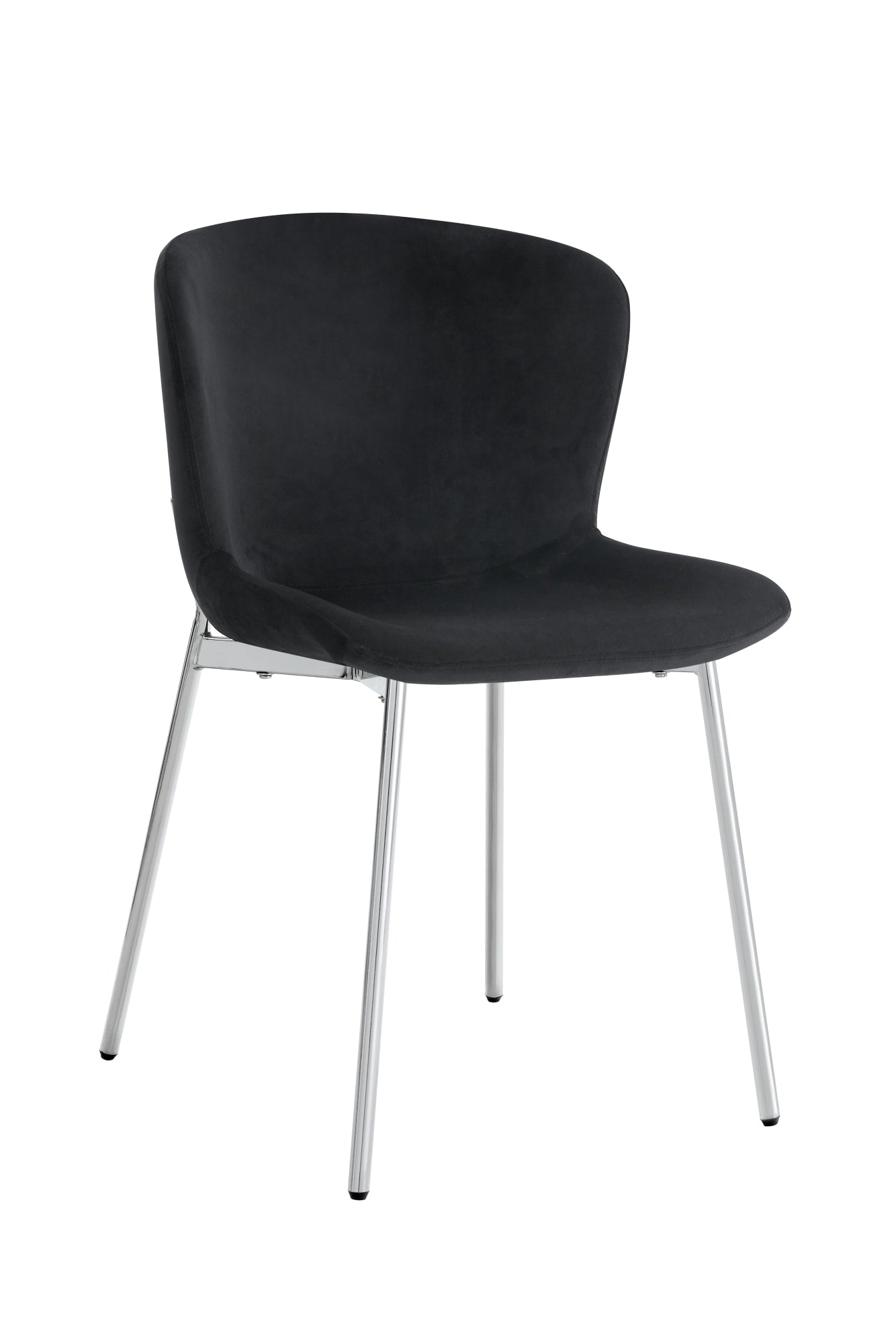 Chaise De Salle À Manger Ergonomique Noire Tissu Pieds Chrome Style Moderne