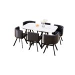 TABLE REPAS VENDOME MARBRE AVEC 6 CHAISES 140x90x75 cm