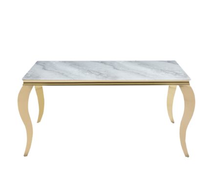 TABLE REPAS BAROQUE GOLD MARBRE GREIGE 150X90X75CM