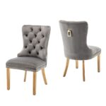 Lot de 2 chaises POIGNEE Clouté en velours pied Gold
