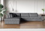 CANAPE LE BRISTOLA ANGLE GAUCHE COTELE GRIS 315X230cm