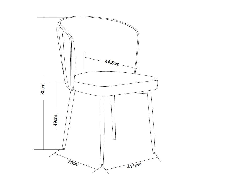 Chaise Bureau Velours Noir - Vue de face