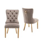 Lot de 2 chaises POIGNEE Clouté en velours pied Gold