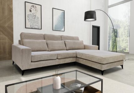 MADRID ANGLE DROIT COTELE ECRU 265x200cm