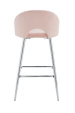 TABOURET DE BAR TEDDY PIED CHROME VELOURS ROSE