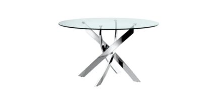 Table a manger ronde JESSICA chrome XXL 120 cm 4 couverts