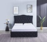 CADRE DE LIT TREND 160x200cm VELOURS NOIR VENDU SANS SOMMIER