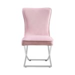 CHAISE GABRIELLE CHROME VELOURS ROSE PALE