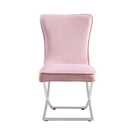 CHAISE GABRIELLE CHROME VELOURS ROSE PALE