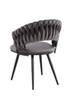 CHAISE CAROLINA PIEDS METAL NOIR  VELOURS ANTHRACITE