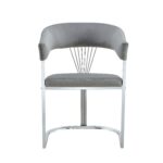 CHAISE AVEC ACCOUDOIR BRITTANY CHROME GRIS SILVER