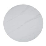 TABLE REPAS ANAÏS PIEDS BEIGE PLATEAU CERAMIQUE MARBRE BLANC 120CM