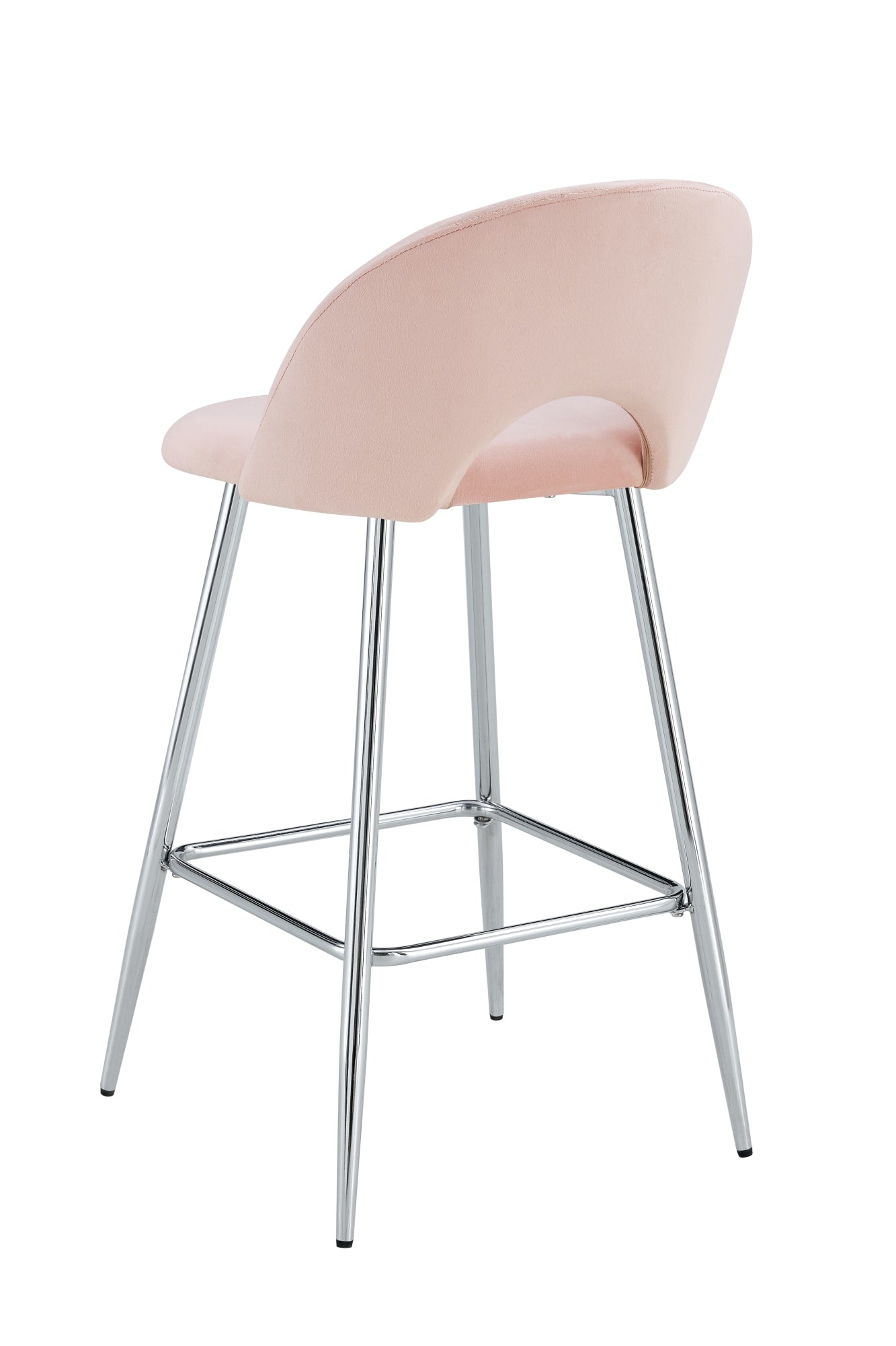 Tabouret Bar Rose Velours Teddy - Détail assise