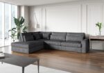 CANAPE LE BRISTOLA ANGLE GAUCHE COTELE GRIS 315X230cm