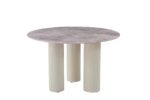 TABLE REPAS ANAÏS PIEDS BEIGE PLATEAU CERAMIQUE MARBRE GRIS 120CM