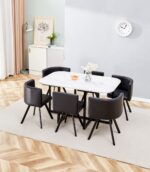 TABLE REPAS VENDOME MARBRE AVEC 6 CHAISES 140x90x75 cm