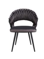 CHAISE CAROLINA PIEDS METAL NOIR  VELOURS ANTHRACITE