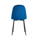 CHAISE SCANDINAVE VELOURS BLEU PIED METAL NOIR