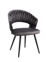 CHAISE CAROLINA PIEDS METAL NOIR  VELOURS ANTHRACITE