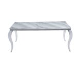TABLE REPAS BAROQUE CHROME MARBRE GREIGE 180X90X75CM