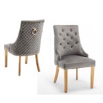 Lot de 2 chaises ANNEAU mattelassée et clo?tée Gold velours