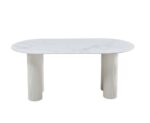 Table VENEZIA plateau céramique marbré blanc L 180 cm