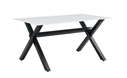 Table à manger IXE métal noir plateau en verre trempé