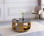 TABLE BASSE STICK GOLD MARBRE NOIR 90 x 45 CM