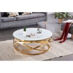 TABLE BASSE EVOL GOLD ULTRA BLANC 100 CM