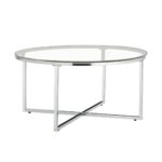 TABLE BASSE LORIE PIED CHROME TRANSPARENT 90CM