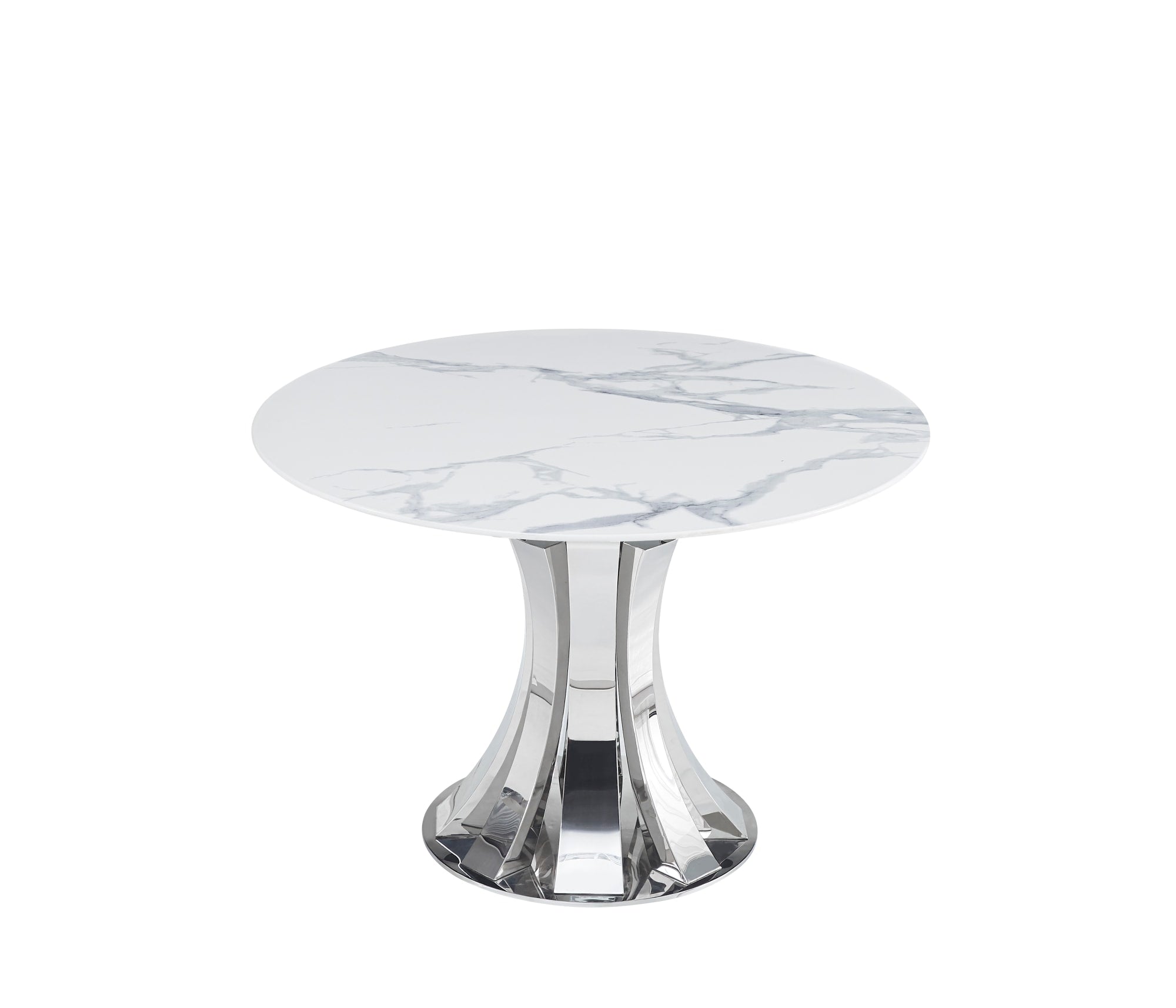 Ms 86c0be5ccd07dff0193512e685d75938 Isq6fy TABLE A MANGER RONDE JUDITH CHROME PLATEAU CERAMIQUE MARBRE BLANC 120cm