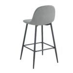 TABOURET DE BAR SCANDINAVE METAL NOIR VELOURS GRIS