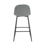 TABOURET DE BAR SCANDINAVE METAL NOIR VELOURS GRIS