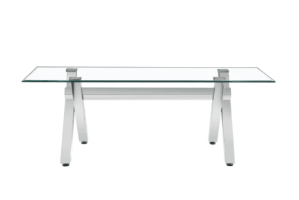 TABLE REPAS IXE METAL CHROME TRANSPARENT 180x90x75