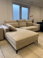 CANAPE ANGLE GAUCHE VELOURS BEIGE 265x200cm