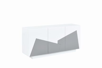 BUFFET LAQUÉ BLANC GRIS 160x40x75cm