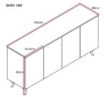 BUFFET BAROQUE LAQUE BLANC 4 PORTES 180X40X80 CM PIEDS GOLD