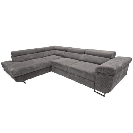 CANAPE TOULOUSE ANGLE GAUCHE COTELE GRIS 275x202cm