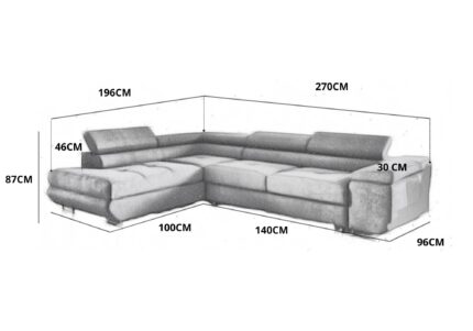 CANAPE TOULOUSE ANGLE CONVERTIBLE GAUCHE VELOURS BEIGE CHAMPAGNE 275x205cm