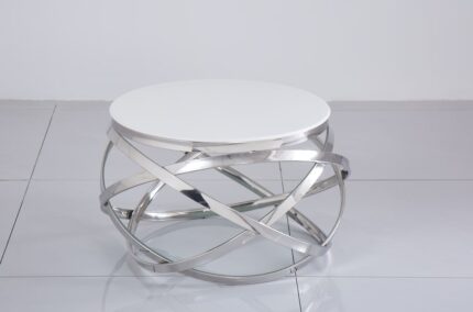 Table Basse EVOL structure chrome et plateau en verre D 80cm
