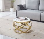 TABLE BASSE EVOL GOLD ULTRA BLANC 60 CM
