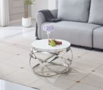 Table Basse EVOL structure chrome et plateau en verre D 80cm